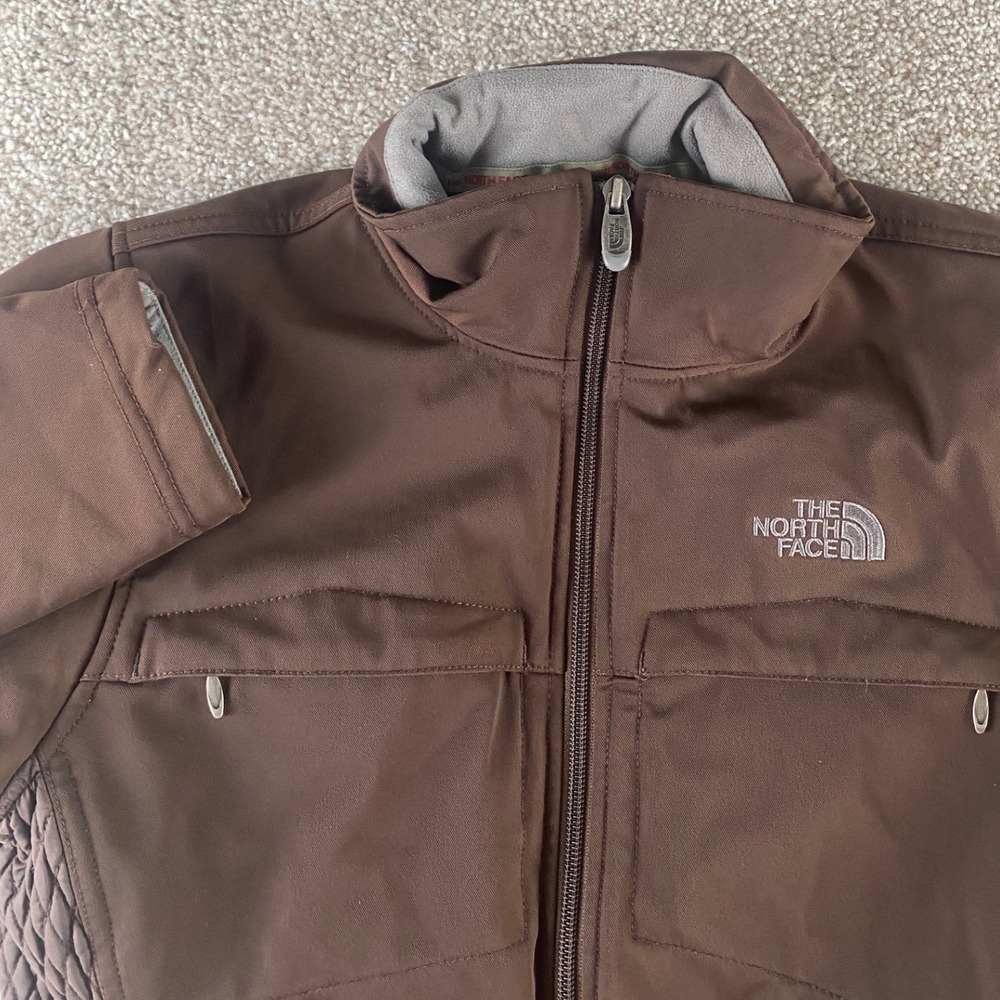 The North Face Womens XS Brown Softshell Full Zip Quilted Side Panel Jacket